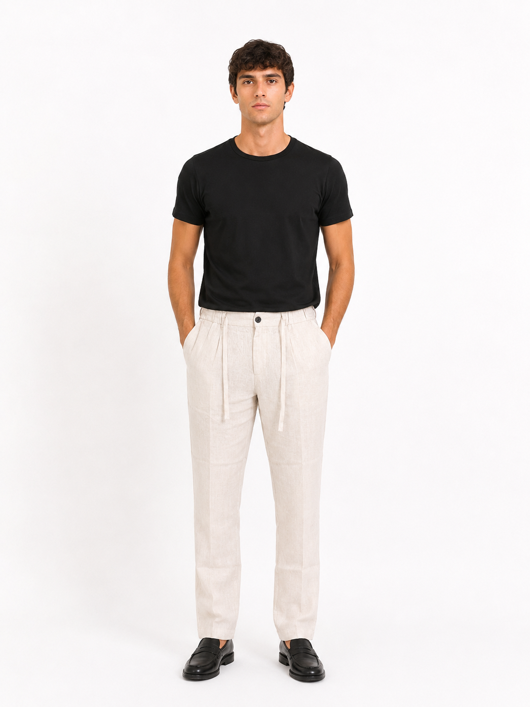 PANTALONE Puro Lino Capri Fit con coulisse