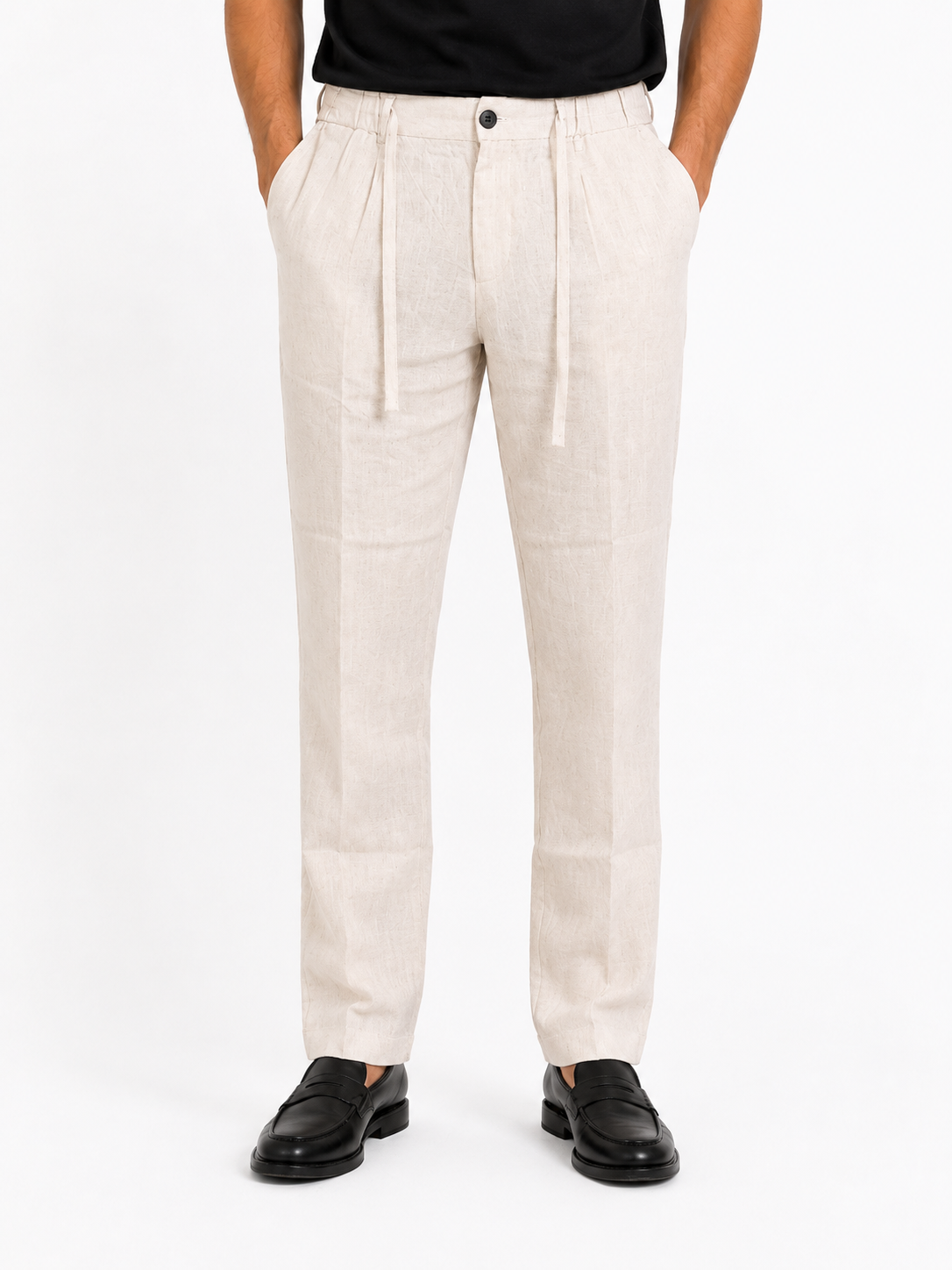 PANTALONE Puro Lino Capri Fit con coulisse