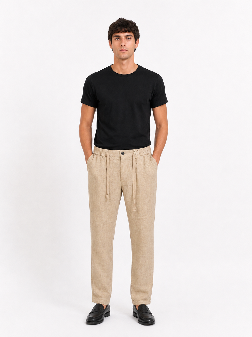 PANTALONE Puro Lino Capri Fit con coulisse