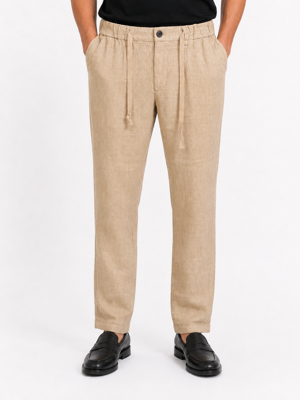 PANTALONE Puro Lino Capri Fit con coulisse