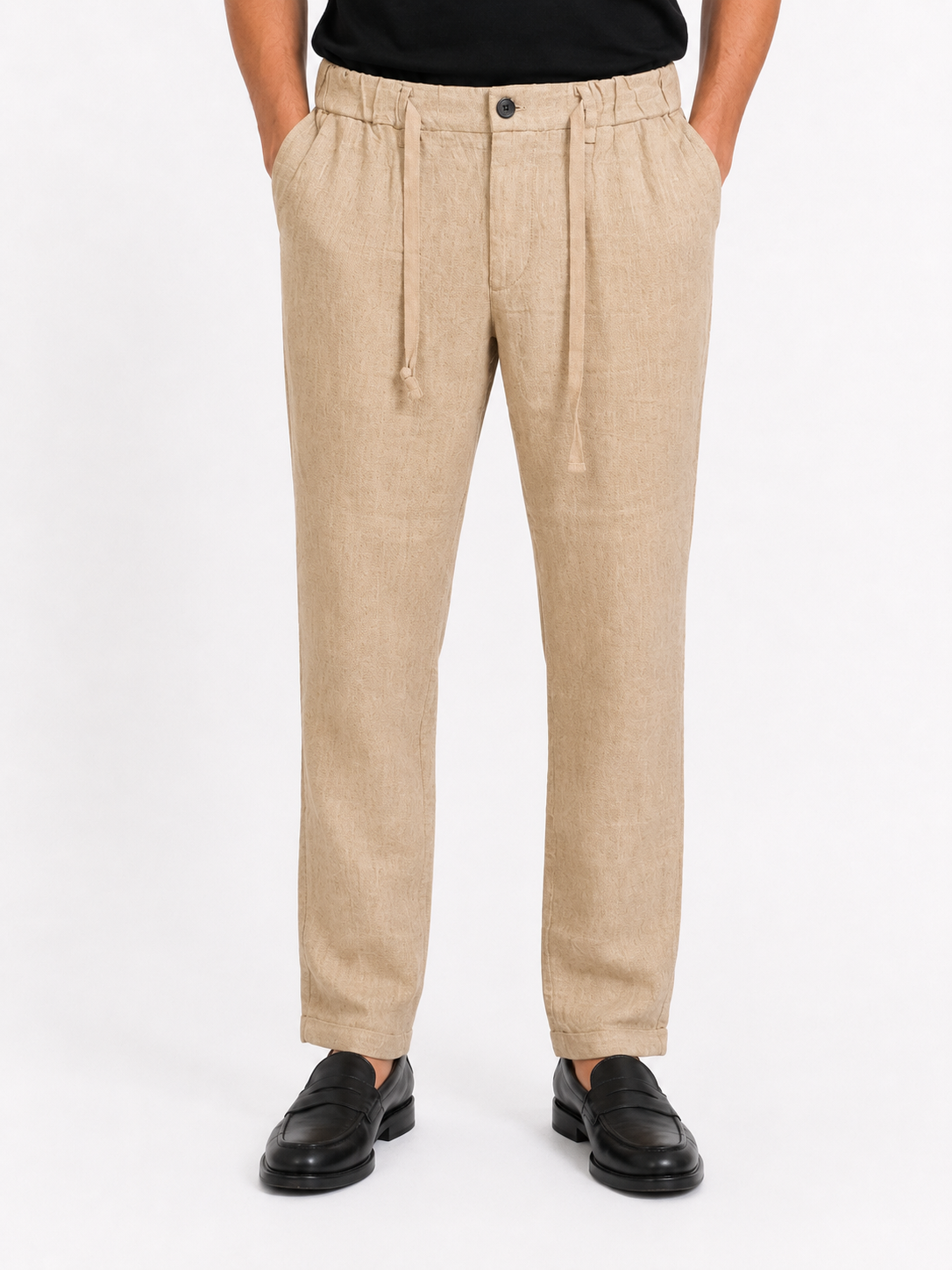 PANTALONE Puro Lino Capri Fit con coulisse