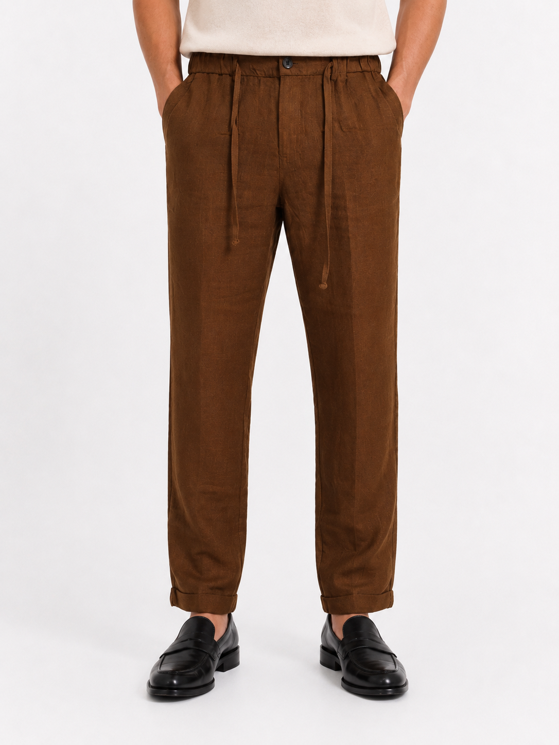 PANTALONE Puro Lino Capri Fit con coulisse