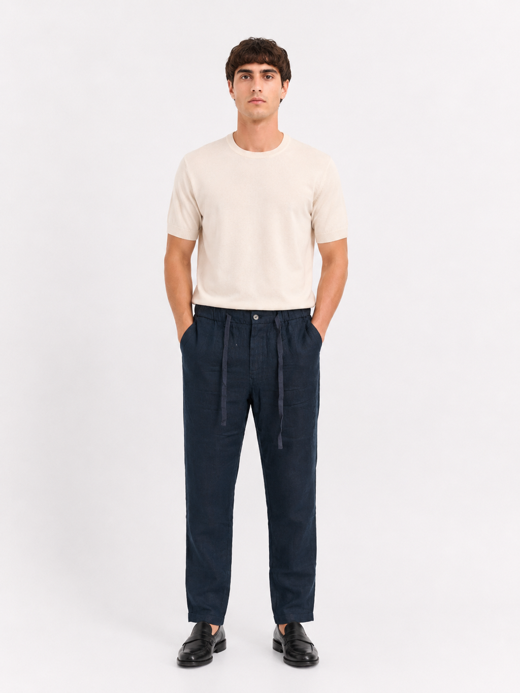 PANTALONE Puro Lino Capri Fit con coulisse