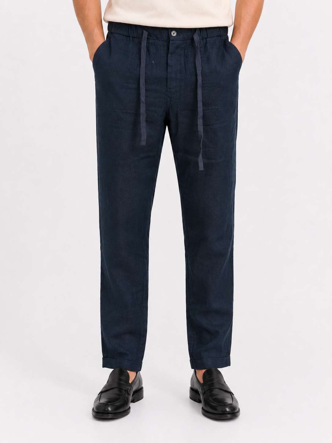 PANTALONE Puro Lino Capri Fit con coulisse