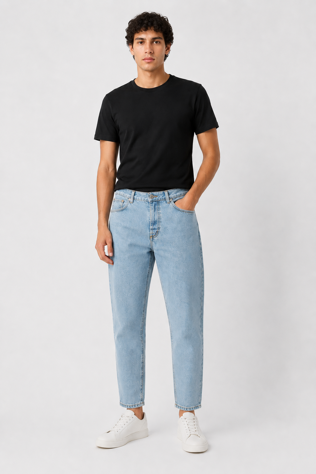 JEANS 5 Tasche Carrot Fit Lavaggio Chiaro