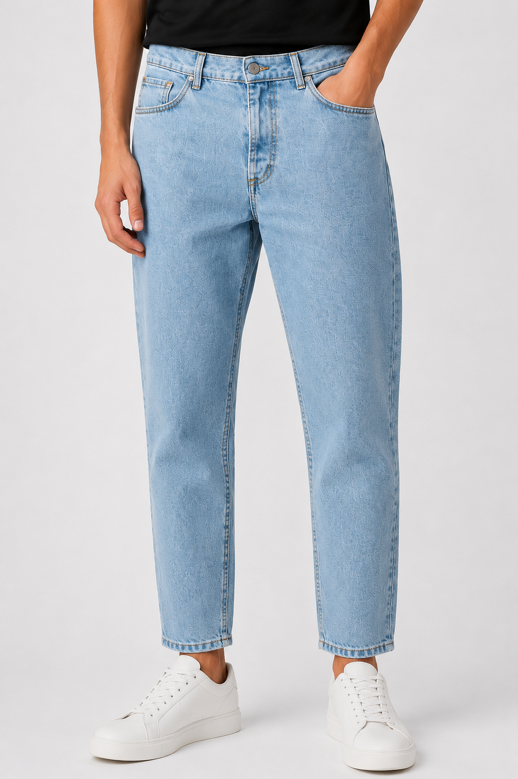 JEANS 5 Tasche Carrot Fit Lavaggio Chiaro
