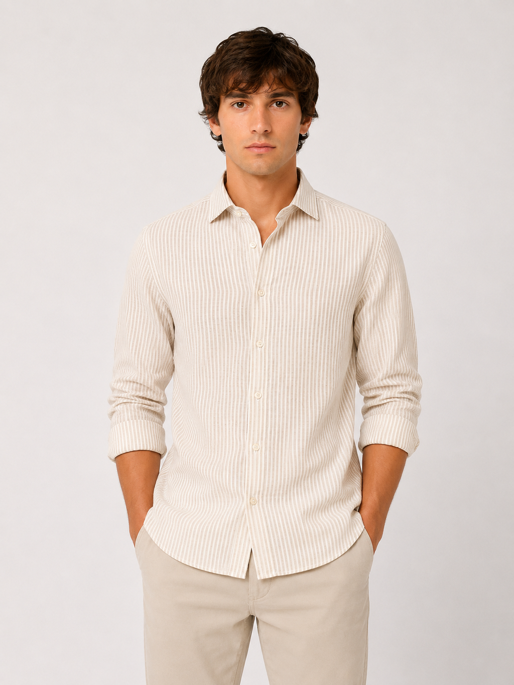 CAMICIA Misto Lino Bastoncino Slim Fit