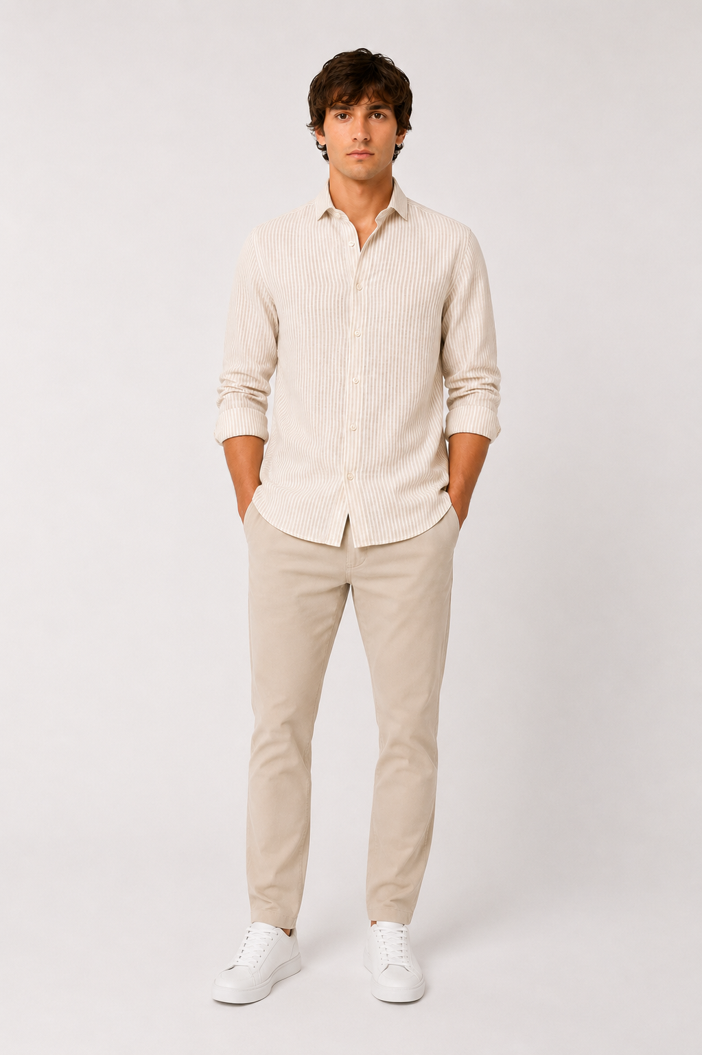 CAMICIA Misto Lino Bastoncino Slim Fit