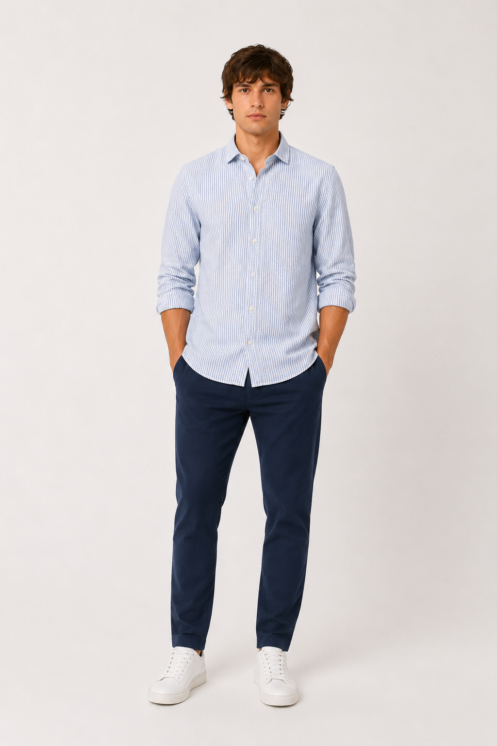 CAMICIA Misto Lino Bastoncino Slim Fit