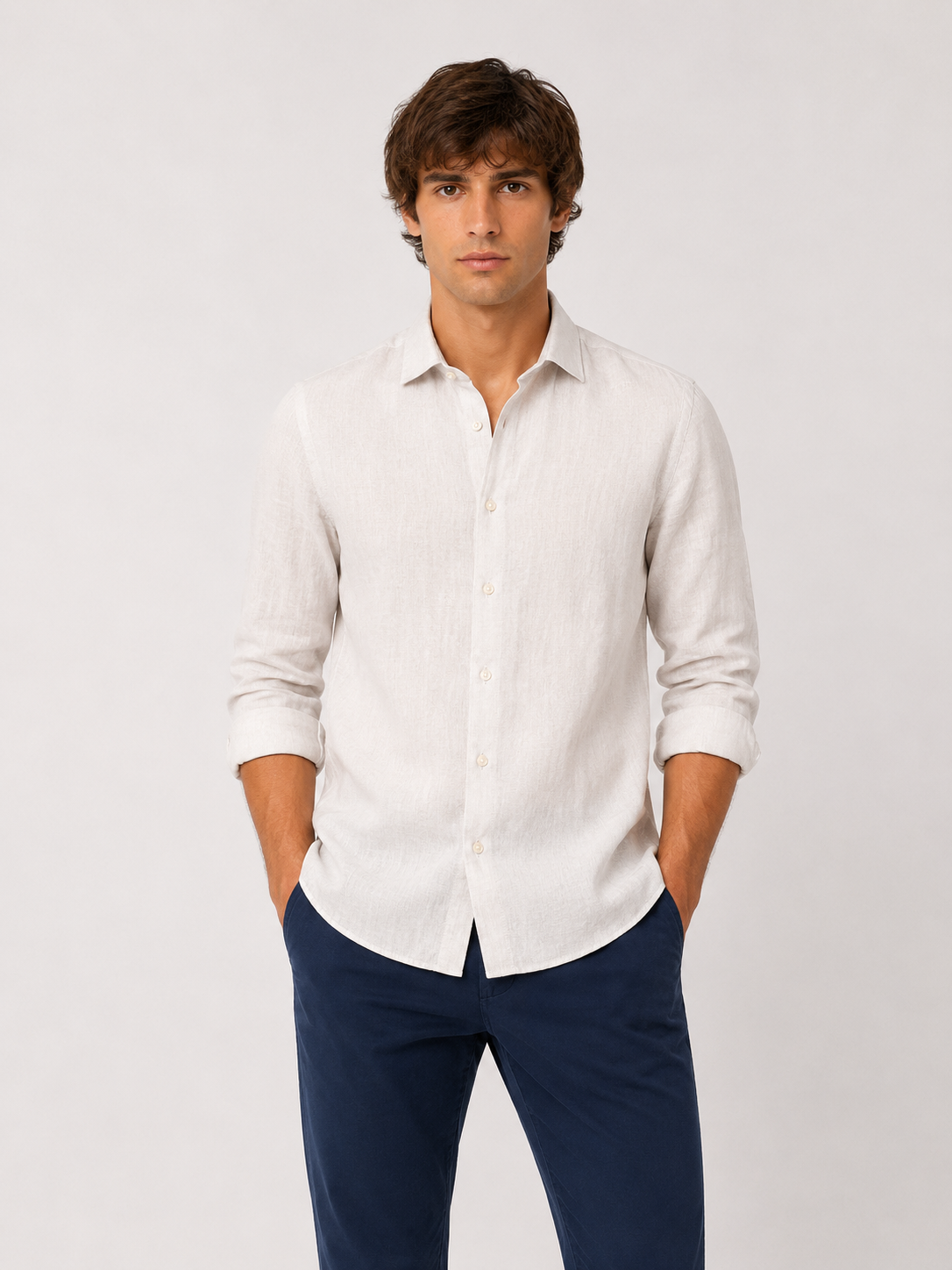 CAMICIA Puro Lino Tinta Unita Slim Fit