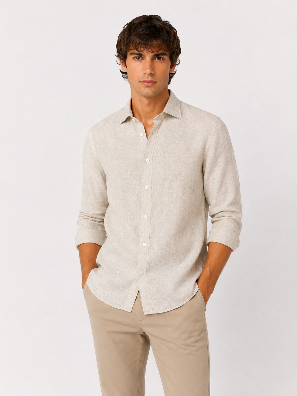 CAMICIA Puro Lino Tinta Unita Slim Fit