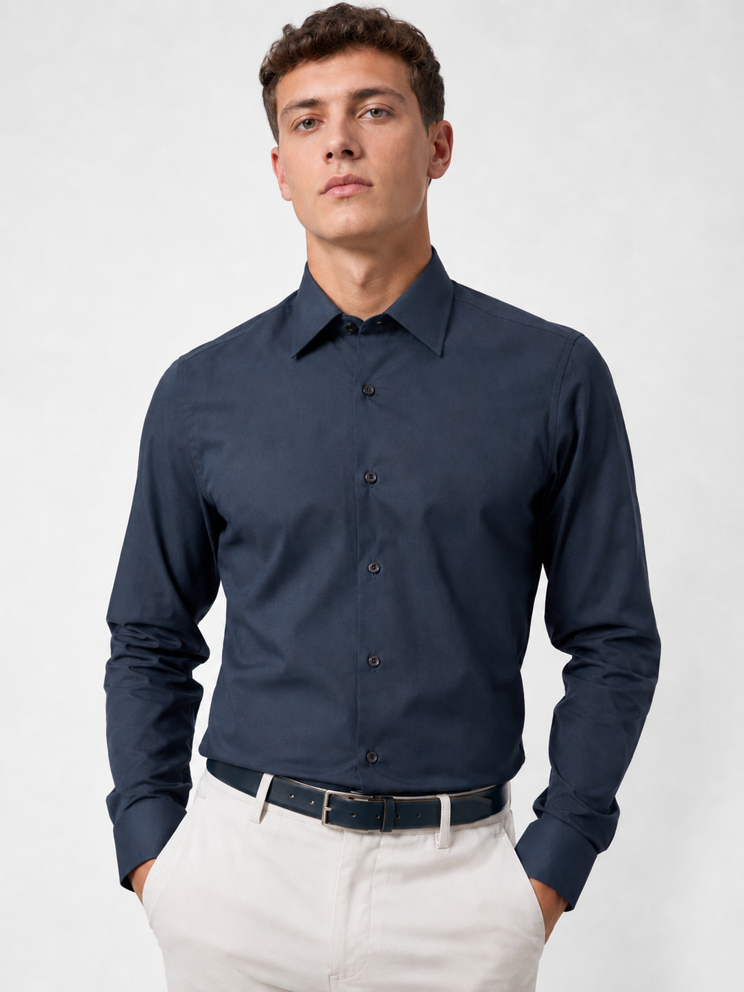 CAMICIA Cotone Tinta Unita Collo Classico Regular Fit