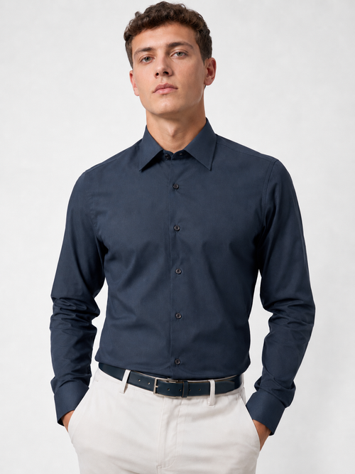 CAMICIA Cotone Tinta Unita Collo Classico Regular Fit