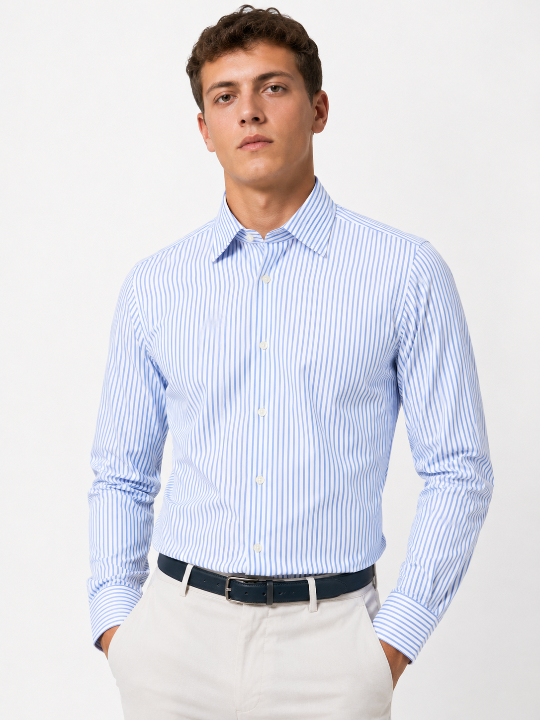 CAMICIA Cotone Rigo Medio Collo Classico Regular Fit