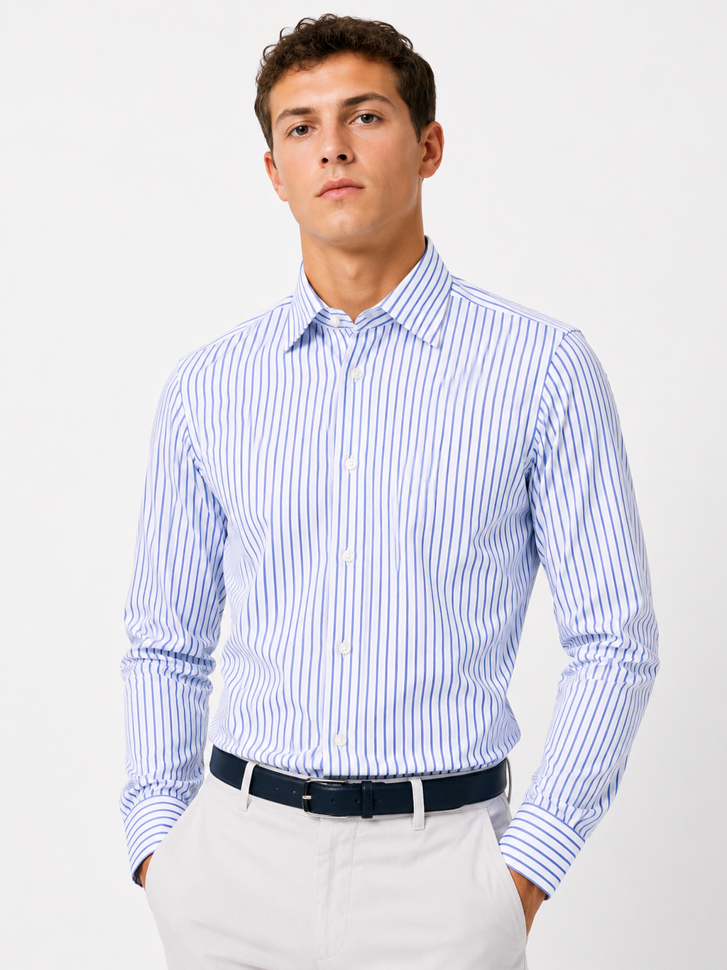 CAMICIA Cotone Rigo Medio Collo Classico Regular Fit