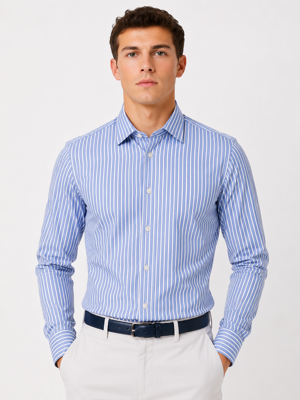 CAMICIA Cotone Rigo Medio Collo Classico Regular Fit