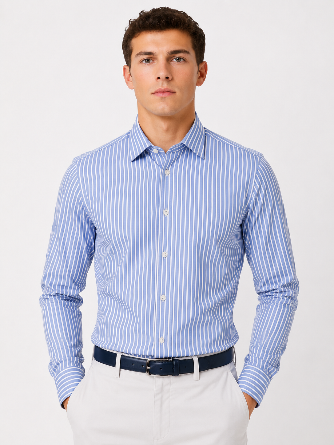 CAMICIA Cotone Rigo Medio Collo Classico Regular Fit
