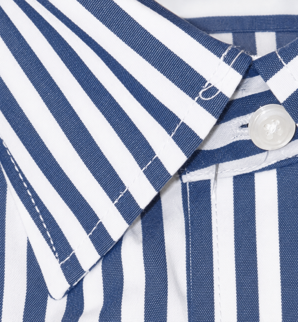 CAMICIA Cotone Rigo Largo Collo Classico Regular Fit