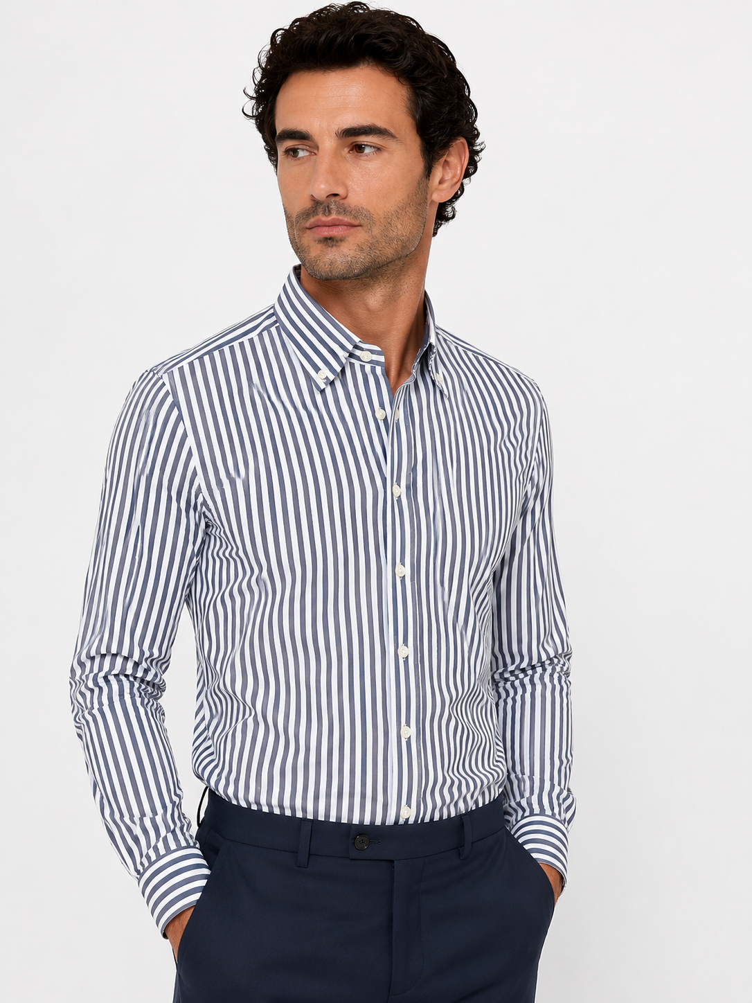 CAMICIA Cotone Doppio Rigo Medio Button Down Regulari Fit