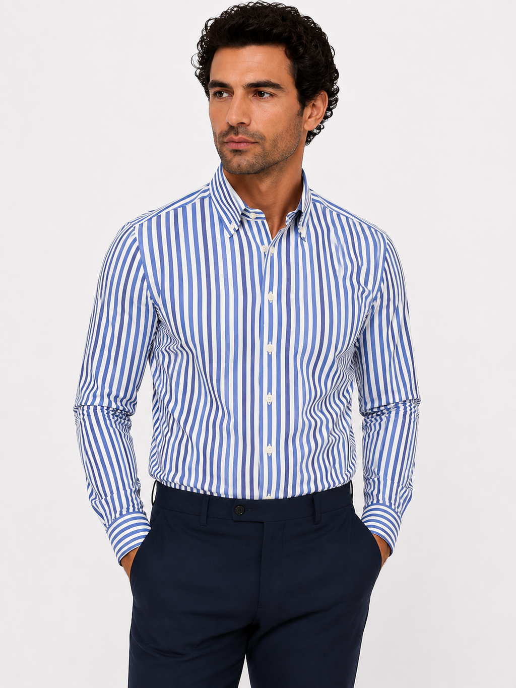 CAMICIA Cotone Doppio Rigo Medio Button Down Regulari Fit