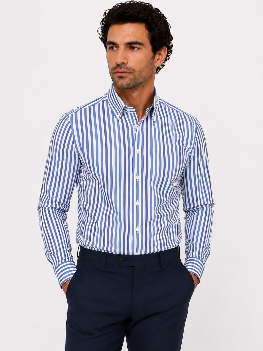 CAMICIA Cotone Doppio Rigo Medio Button Down Regulari Fit