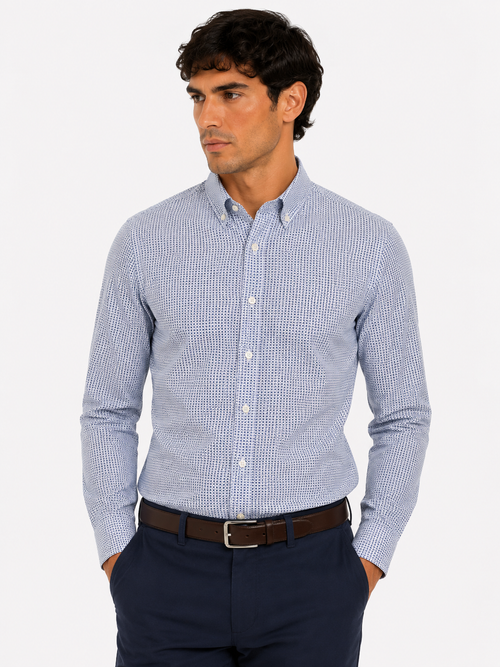CAMICIA Cotone Micro Fantasia Button Down Regular Fit