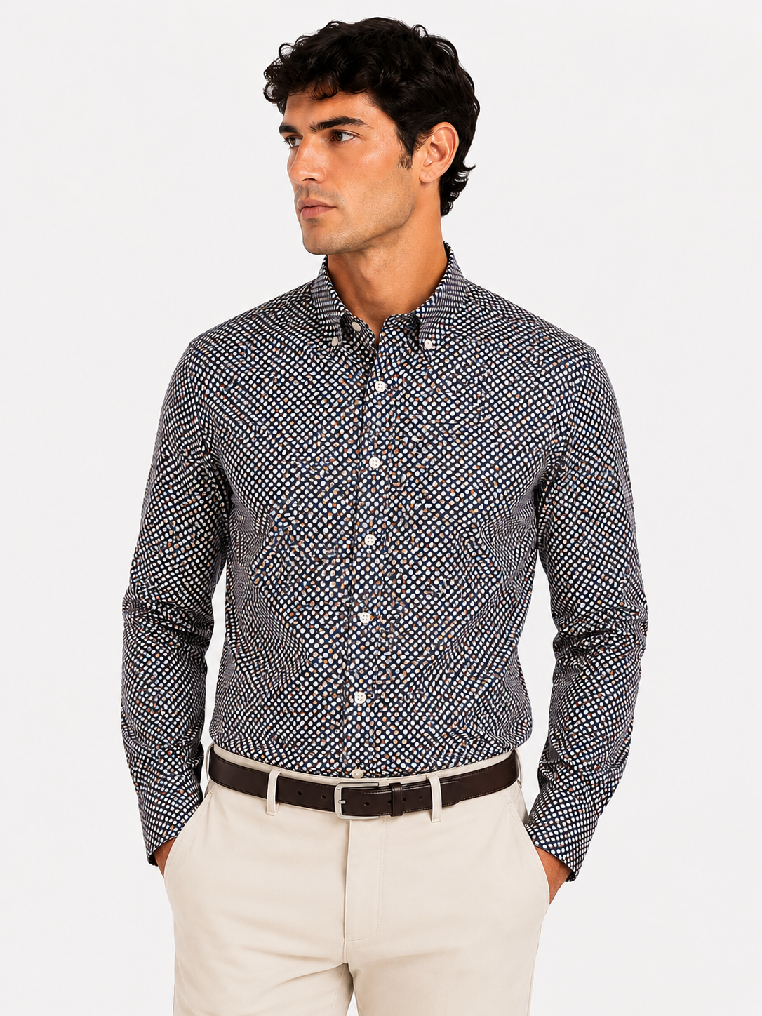 CAMICIA Cotone Micro Fantasia Button Down Regular Fit