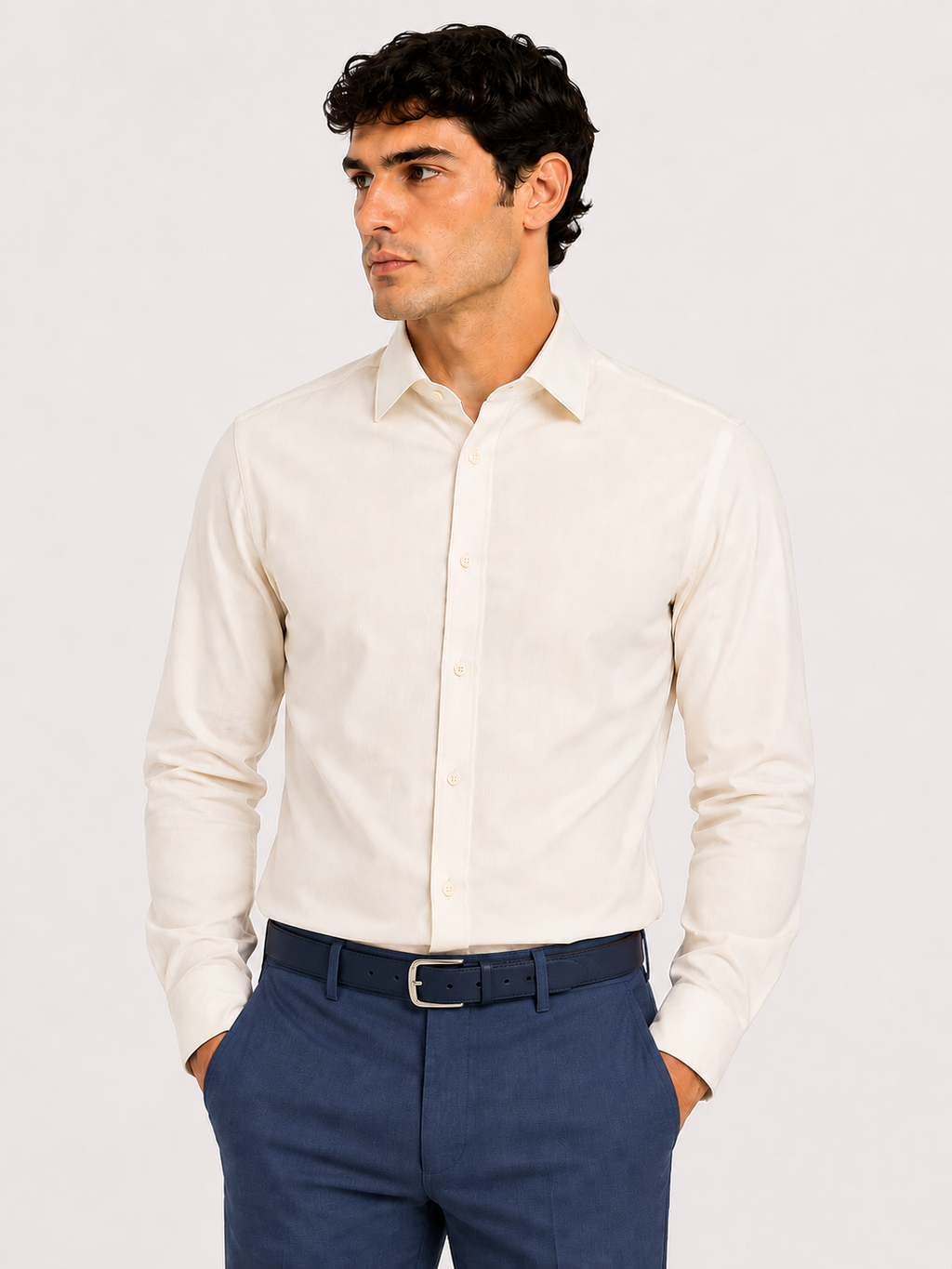 CAMICIA No Stiro Collo Francese Slim Fit