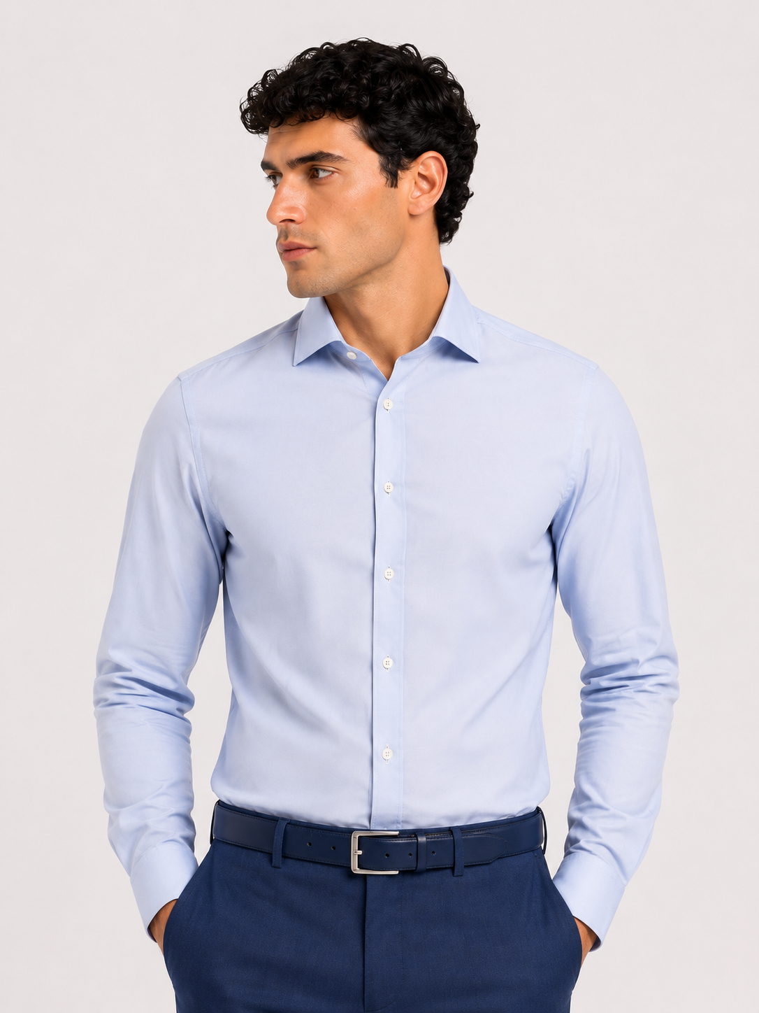 CAMICIA No Stiro Collo Francese Slim Fit