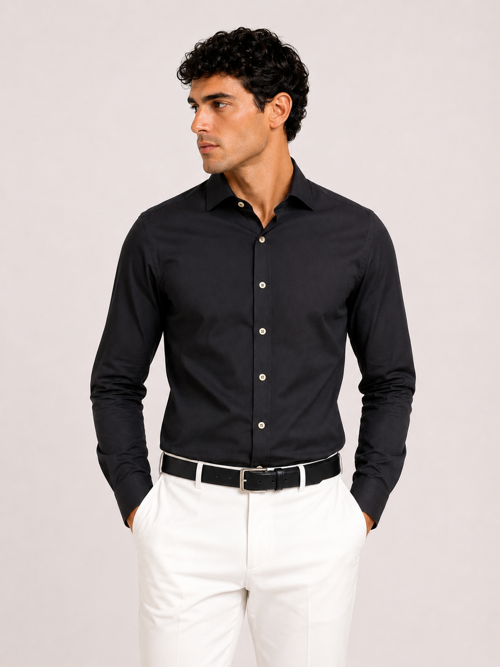 CAMICIA No Stiro Collo Francese Slim Fit
