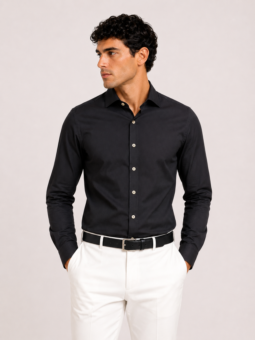 CAMICIA No Stiro Collo Francese Slim Fit