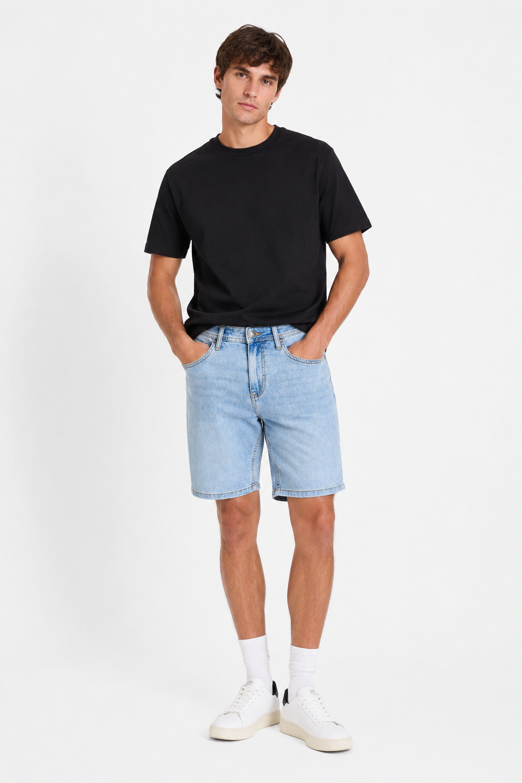Bermuda Jeans 5 Tasche Slim Fit Lavaggio Chiaro