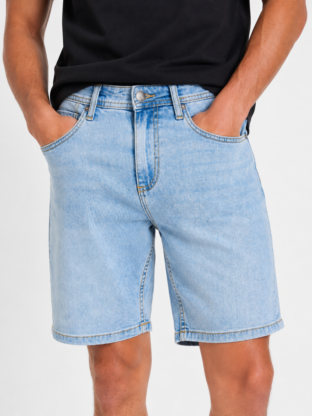 Bermuda Jeans 5 Tasche Slim Fit Lavaggio Chiaro