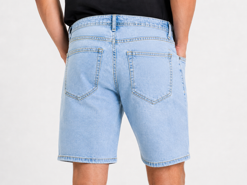 Bermuda Jeans 5 Tasche Slim Fit Lavaggio Chiaro