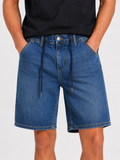 Bermuda Jeans Tasca America con Coulisse Slim Fit Lavaggio Medio