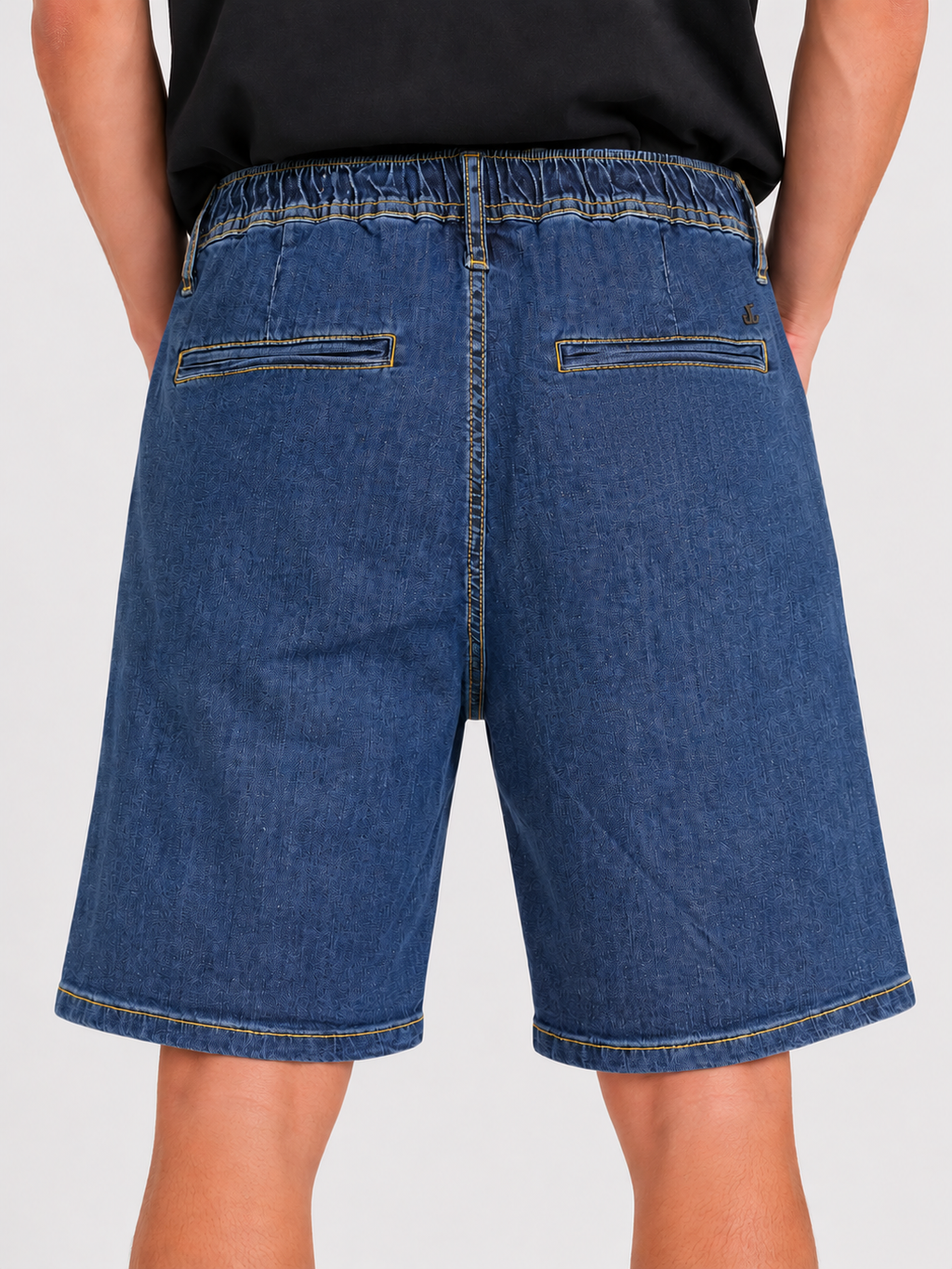 Bermuda Jeans Tasca America con Coulisse Slim Fit Lavaggio Medio
