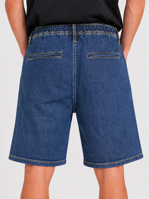 Bermuda Jeans Tasca America con Coulisse Slim Fit Lavaggio Medio